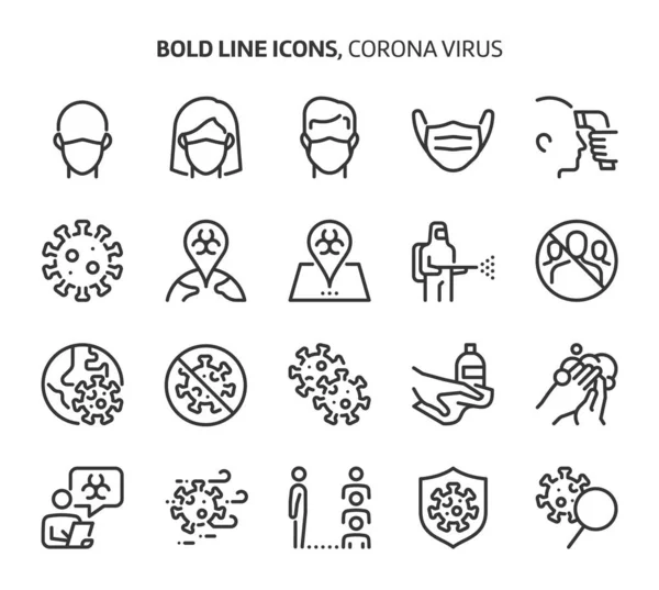 Virus Corona Iconos Línea Audaces Las Ilustraciones Son Vector Carrera — Archivo Imágenes Vectoriales