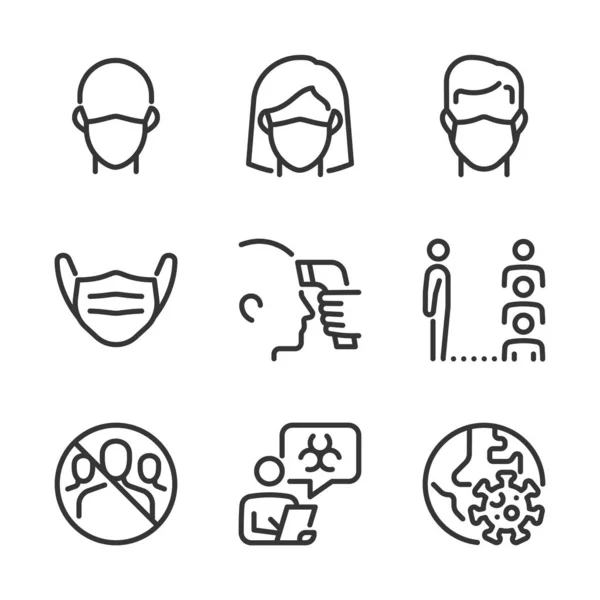 Вірус Корони Жирні Ікони Ілюстрації Векторами Редагованими Штрихами 48X48 Пікселями — стоковий вектор