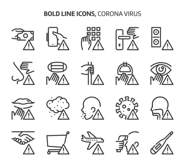 Virus Corona Icone Grassetto Illustrazioni Sono Vettore Tratto Modificabile 48X48 — Vettoriale Stock