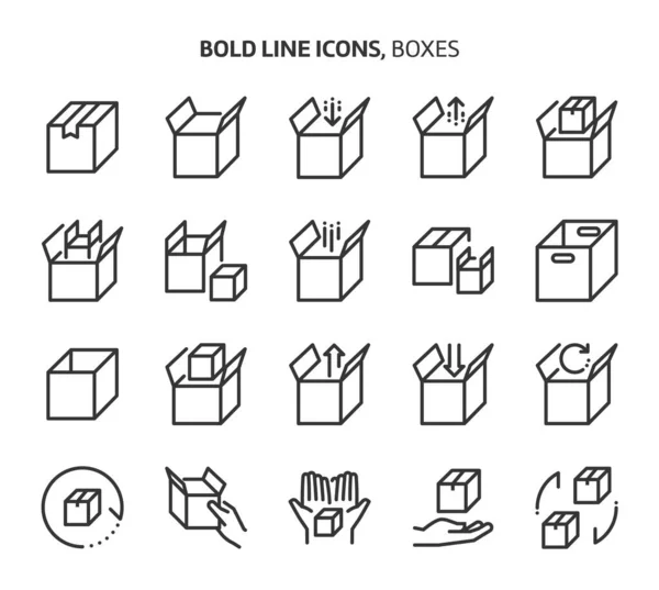 Pudełka Odważne Ikony Linii Ilustracje Wektorem Edytowalne Skoku 48X48 Pikseli — Wektor stockowy