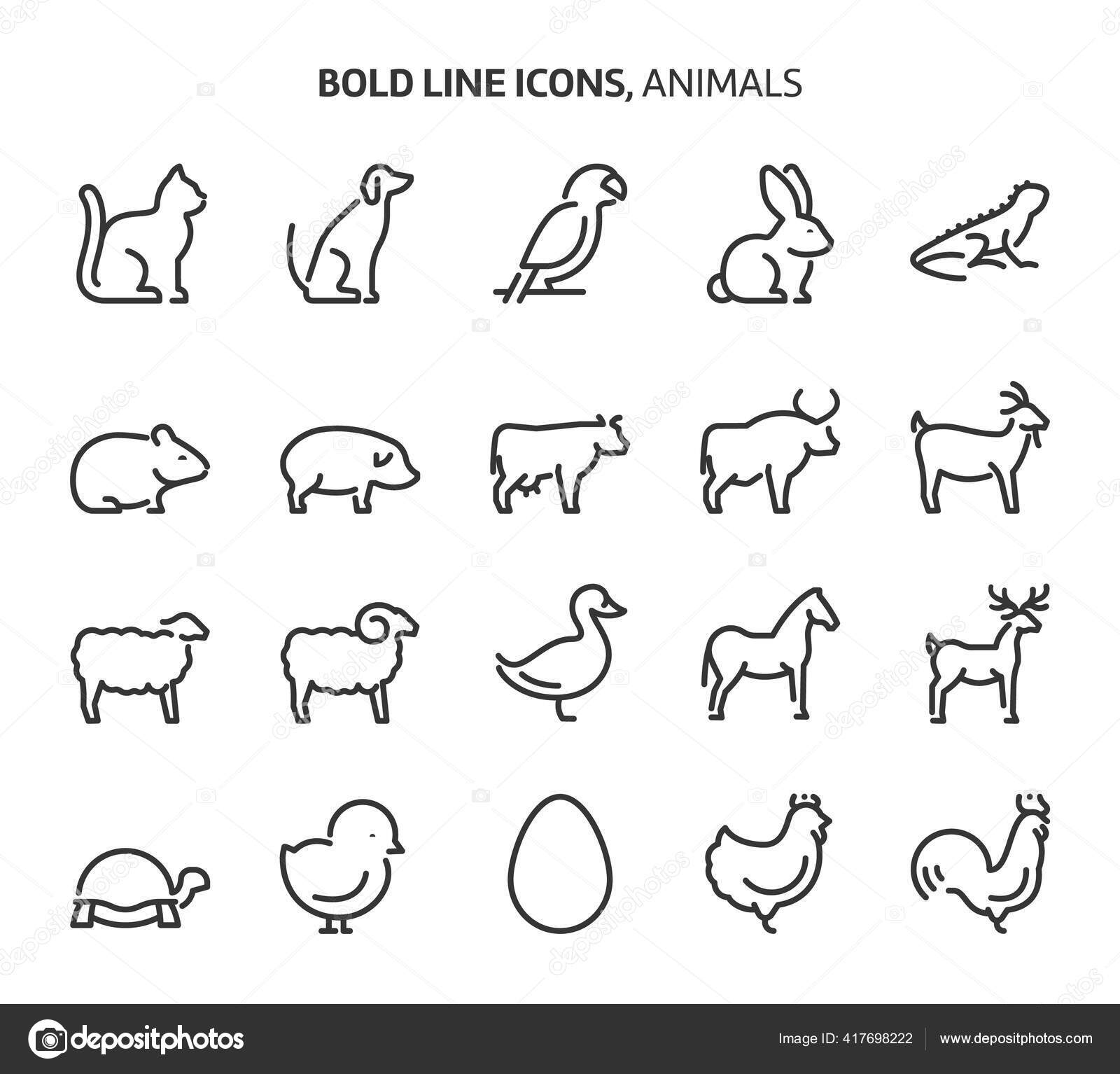 Kawaii Animals Stroke Collection Vector Download