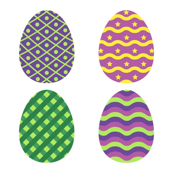 Flat Icon Easter Eggs Isolated White Background Vector Illustration — Stock Vector