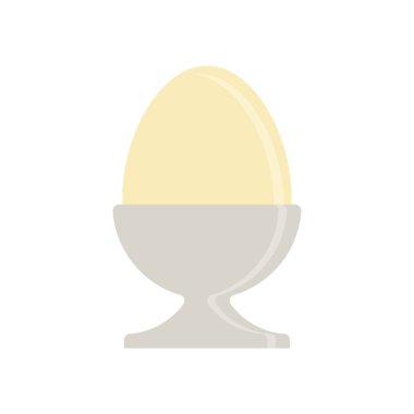 Beyaz arka planda izole edilmiş sade ikon haşlanmış yumurta. Vektör illüstrasyonu.