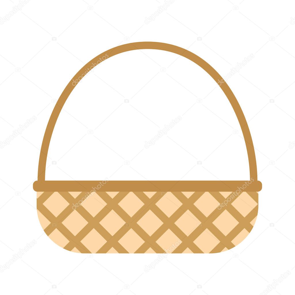 Flat icon wicker basket isolated on white background. Vector illustration.