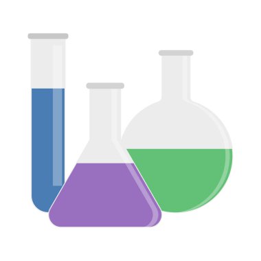 Beyaz arka planda izole edilmiş düz test tüpleri. Vektör illüstrasyonu.
