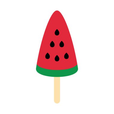 Düz simge karpuz dondurması beyaz arka planda izole edilmiş. Vektör illüstrasyonu.