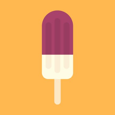 Düz ikon meyveli dondurma sarı arka planda izole edilmiş. Vektör illüstrasyonu.