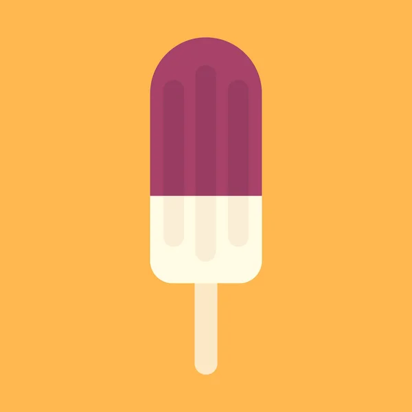 Plochá Ikona Ovoce Zmrzlina Izolované Žlutém Pozadí Vektorová Ilustrace — Stockový vektor