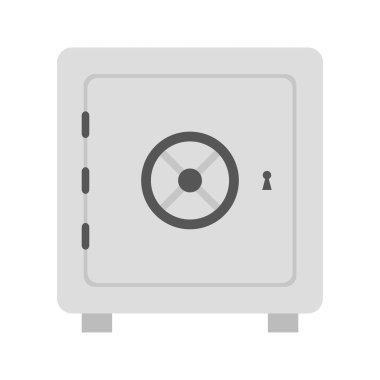 Düz simge bankası kasası beyaz arka planda izole edilmiş. Vektör illüstrasyonu.