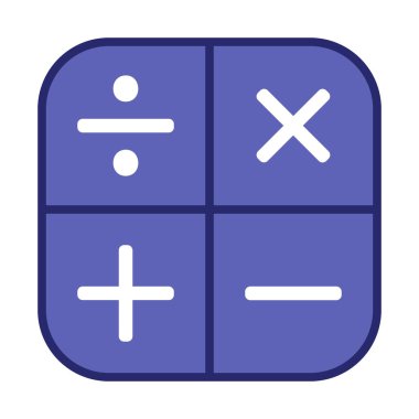 Düz simge uygulama hesap makinesi beyaz arkaplanda izole edildi. Vektör illüstrasyonu.