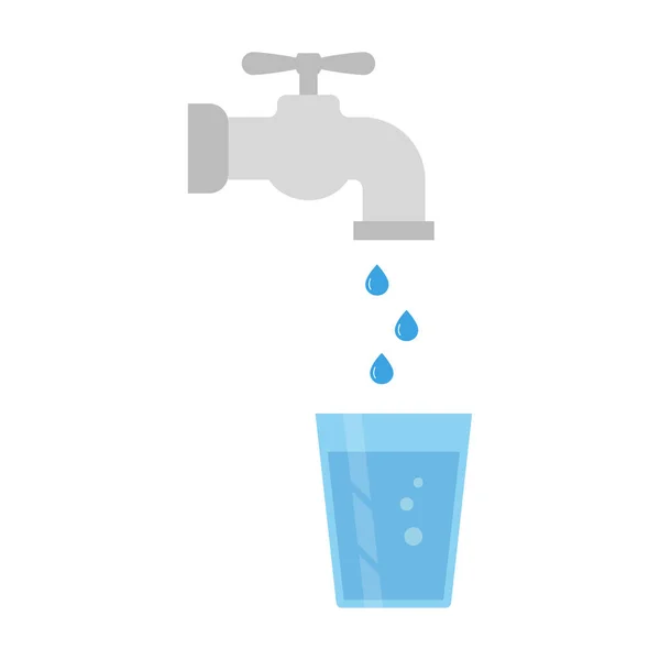 Vízcsap Egy Pohár Víz Vektorillusztráció — Stock Vector