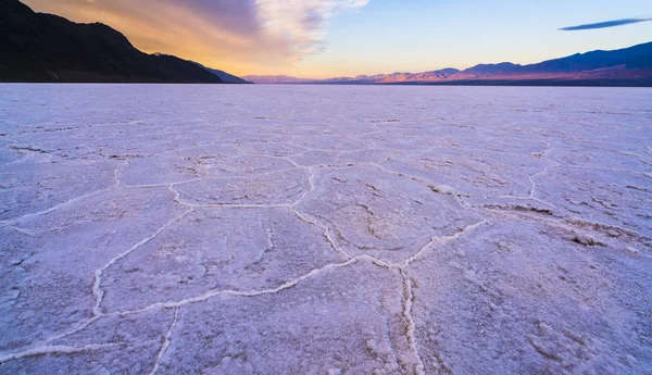 bad water basin  landscape at sunset ,death valley national park,California,usa.