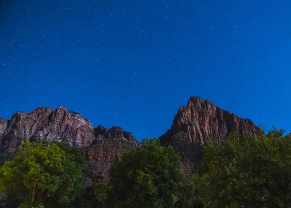 Parque Nacional Zion Noche Con Estrella Utah —  Fotos de Stock