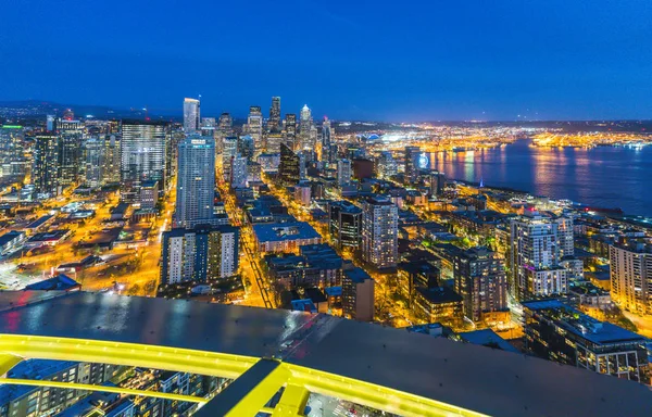 Vista Panorâmica Baixa Cidade Seattle Noite Seattle Washington Eua Apenas — Fotografia de Stock