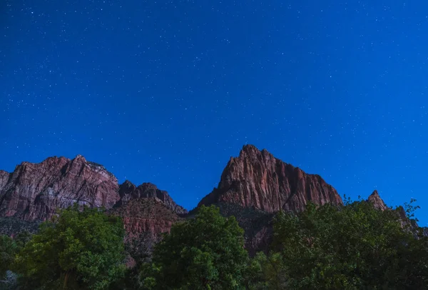 Zion National Park Night Star Utah Usa — 图库照片