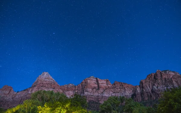 Zion National Park Night Star Utah Usa — 图库照片