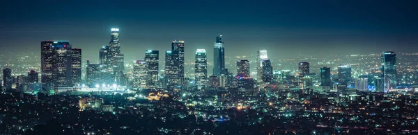 Vue Panoramique Des Gratte Ciel Los Angeles Nuit Californie Usa — Photo