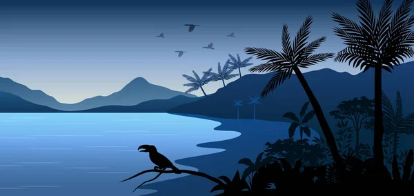 Illustration Silhouette Des Animaux Intérieur Forêt — Image vectorielle