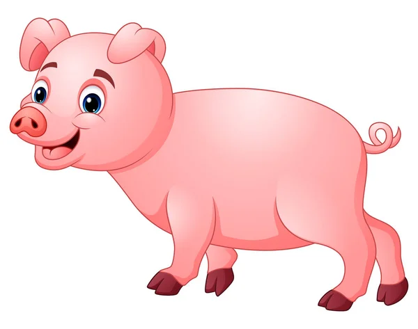 Vector Illustration Little Pink Pig Walking — Stock Vector