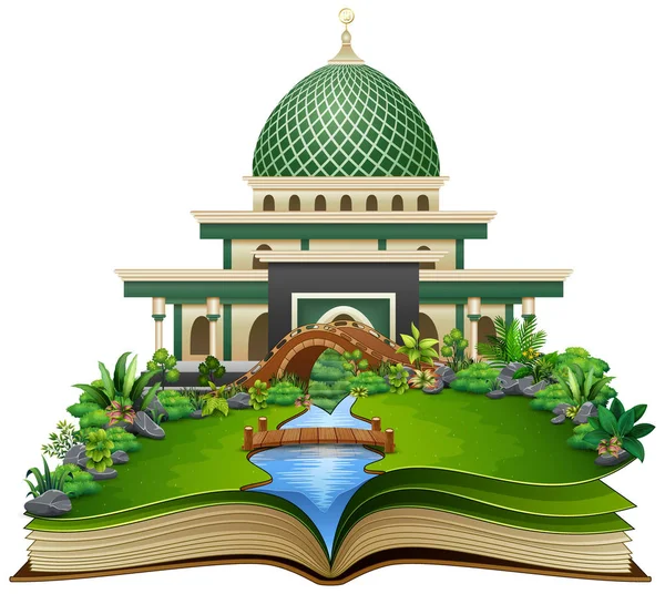 Otevřená Kniha Islámskou Mešitu Parku — Stockový vektor