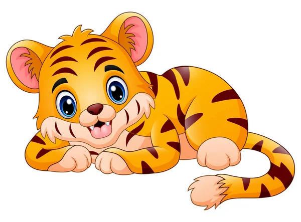 Vektorillustration Little Tiger Gör Glad — Stock vektor