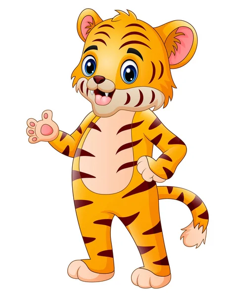 Vektorillustration Little Tiger Gör Glad — Stock vektor