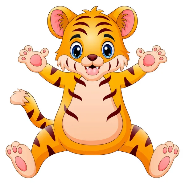 Ilustración Vectorial Pequeño Tigre Hacer Feliz — Vector de stock