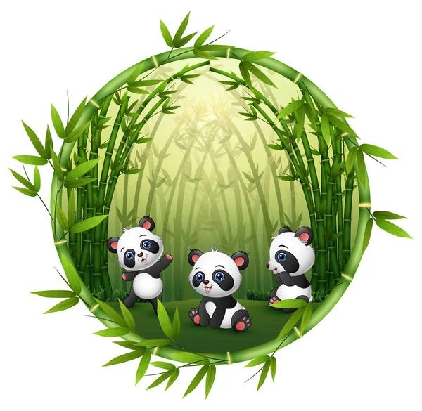 Vectorillustratie Van Panda Spelen Bamboe — Stockvector