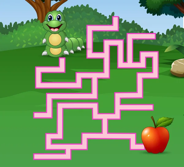 Vektor Illustration Von Spiel Raupen Labyrinth Finden Ihren Weg Zum — Stockvektor