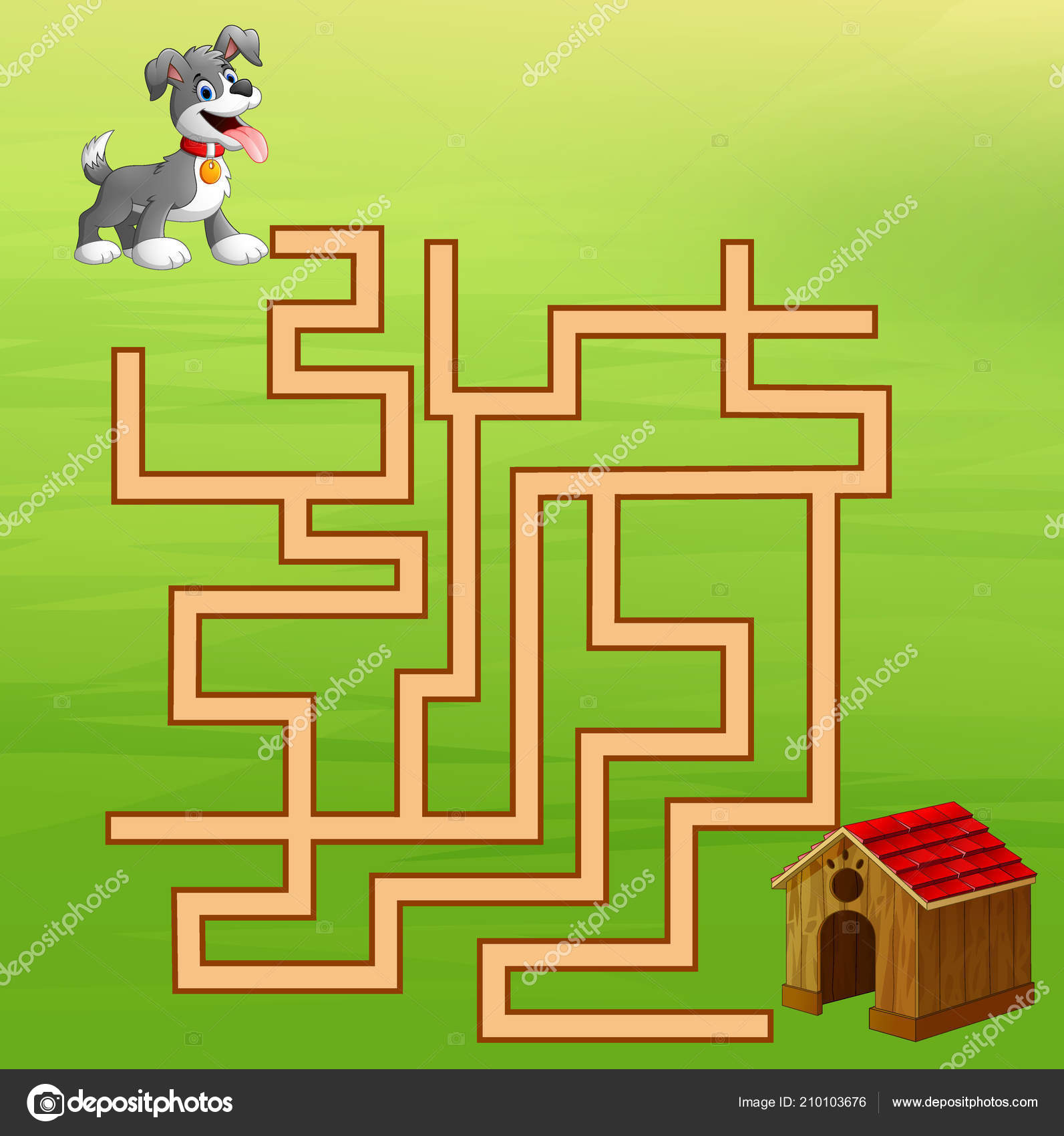Vector Illustration Game Dog Maze Find Way Dog Food Container Stock Vector  by ©dualoro 210103676