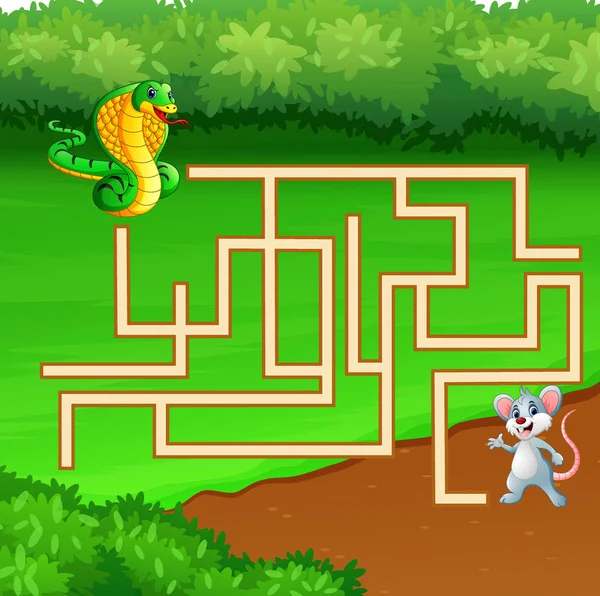 ゲームのヘビの迷路のベクトル イラストはマウスに方法を見つける — ストックベクタ