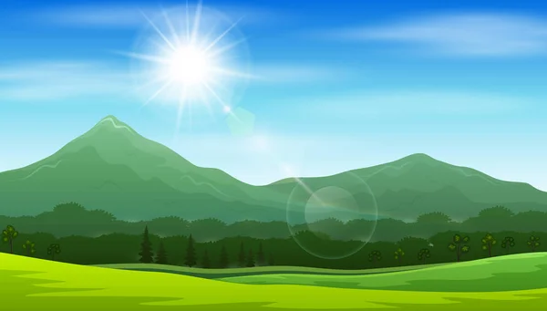 Vector Illustration Landscape Views Mountains Forest — Stock Vector