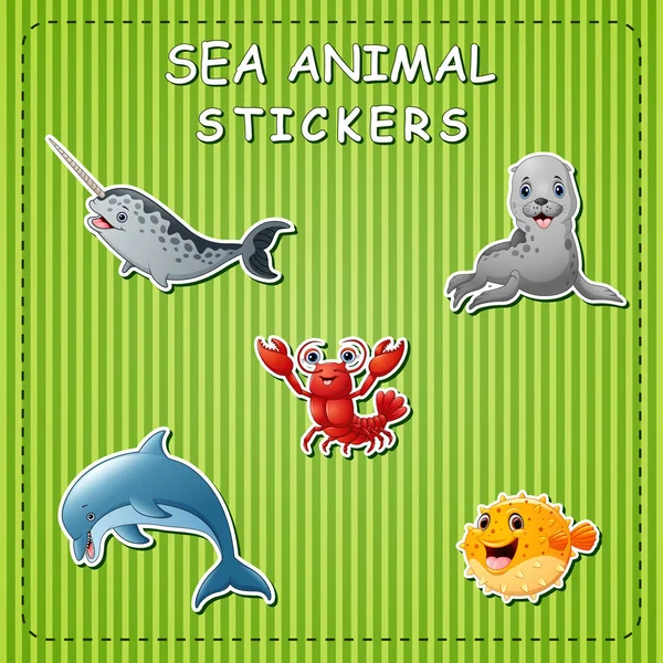 かわいい漫画海動物ステッカー — ストックベクタ