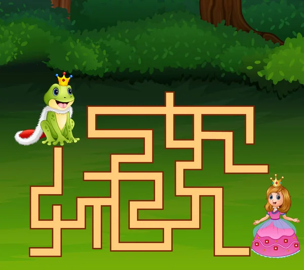 ゲーム カエル王子迷路のベクトル イラスト姫に方法を見つける — ストックベクタ