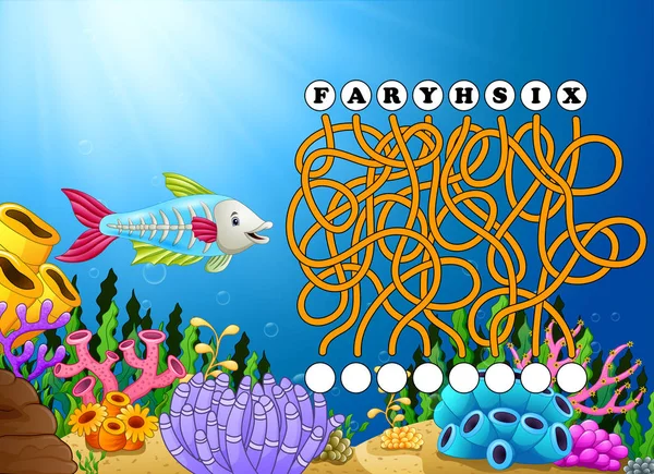 Ilustração Vetorial Labirinto Xrayfish Game Encontrar Caminho Para Palavra —  Vetores de Stock