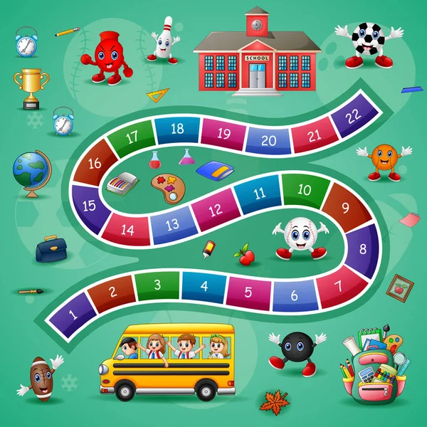 Vector illustration of Snakes and ladders game school theme