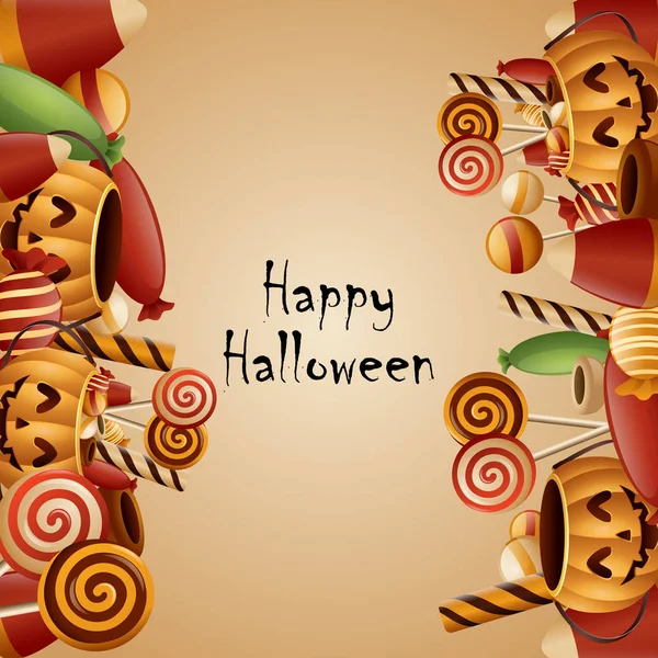 Illustrazione Vettoriale Zucche Felici Carte Halloween — Vettoriale Stock