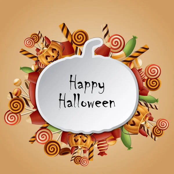 Illustrazione Vettoriale Della Silhouette Delle Zucche Happy Halloween Card — Vettoriale Stock