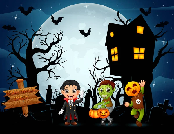 Ilustración Vectorial Little Zombie Una Celebración Halloween — Archivo Imágenes Vectoriales