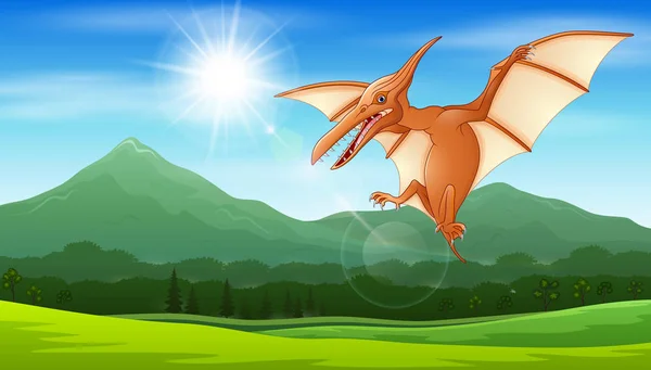 Pterodactyl Vliegen Onder Zon — Stockvector