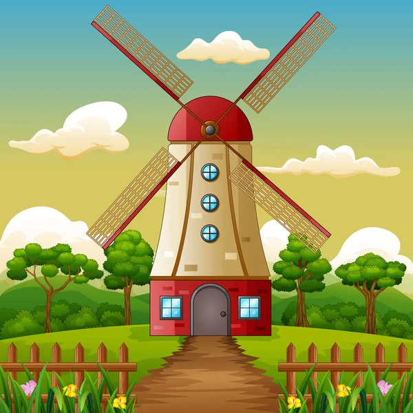 Torre Construcción Fondo Granja — Vector de stock