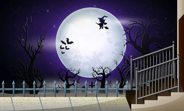 Veselý Halloween Úplňku Noci — Stockový vektor