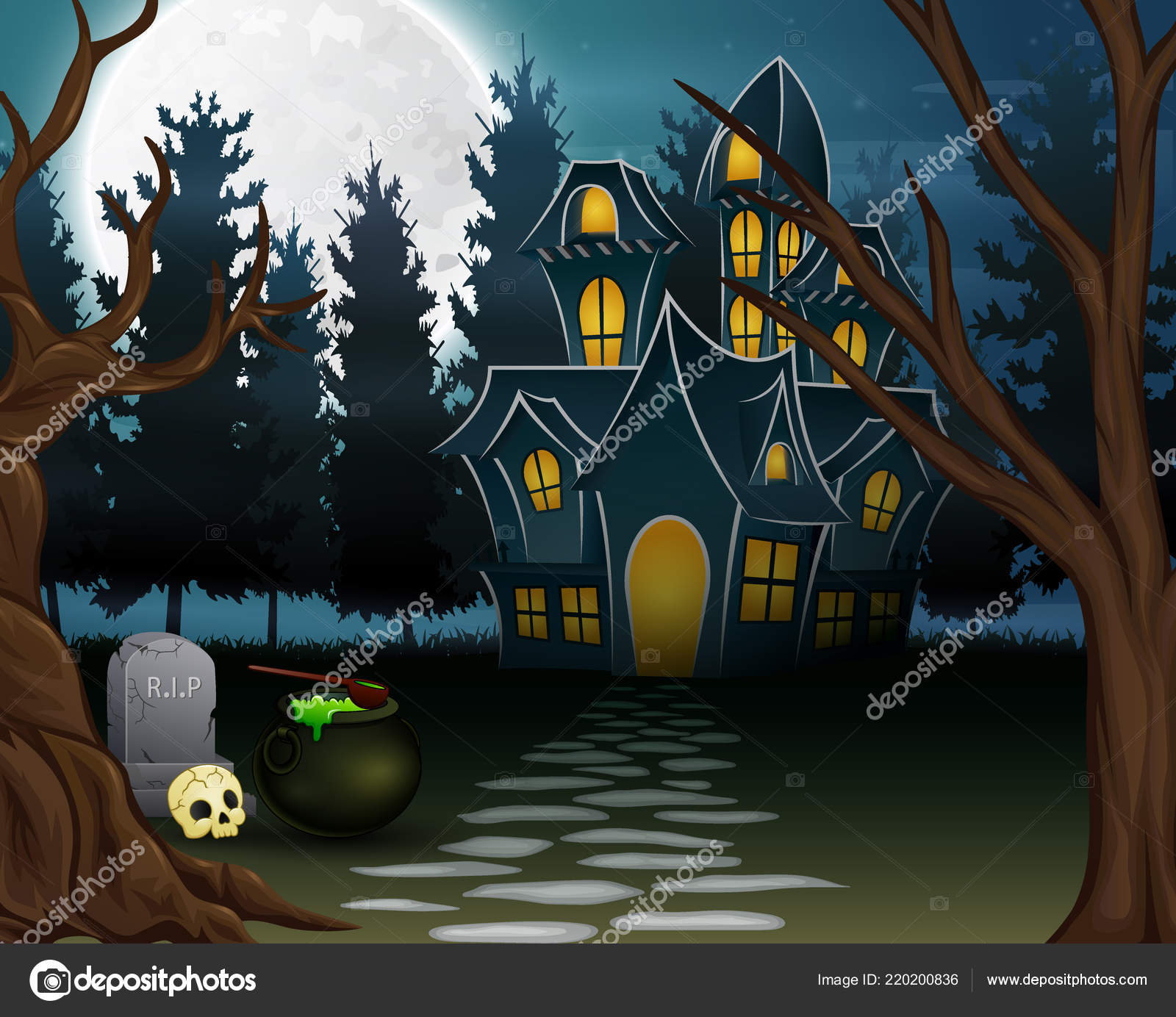 View Haunted House Full Moon Background Stock Vector Image by ©dualoro #220200836 View Haunted House Full Moon Background Stock Vector Image by ©dualoro #220200836