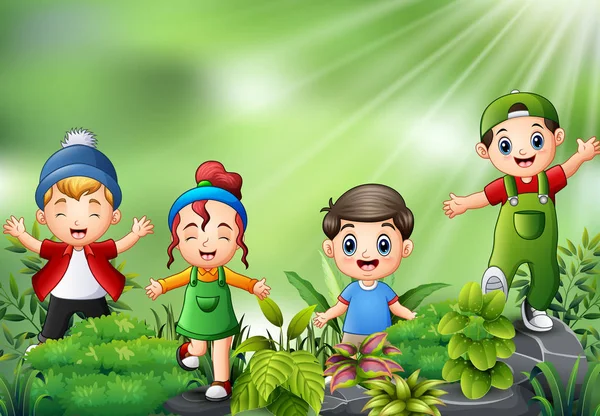 Szczęśliwy Kids Gry Parku — Wektor stockowy