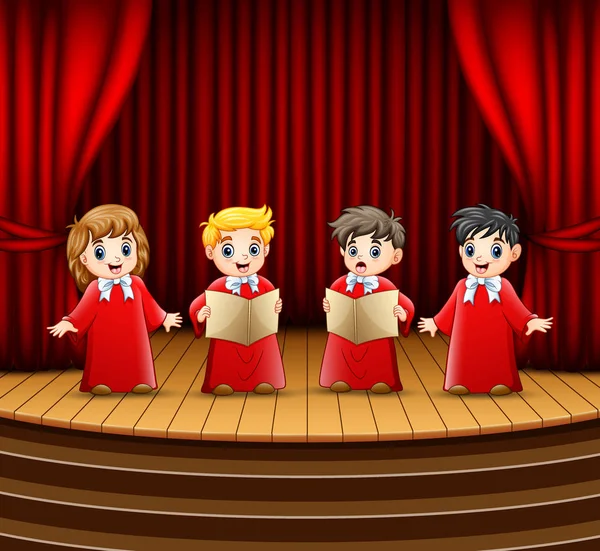 Children Choir Performing Stage — Stock Vector