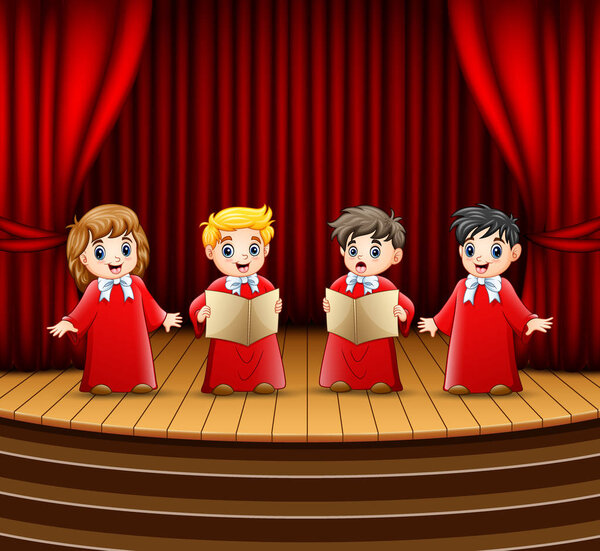 Детский хор выступает на сцене
