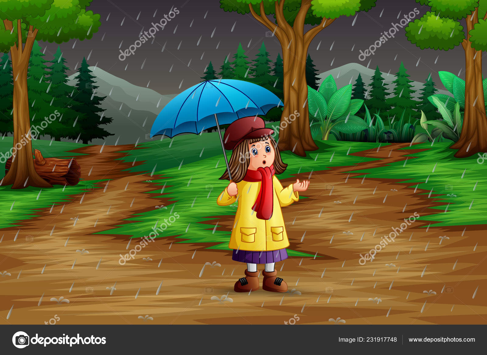 Cartoon Girl Carrying Umbrella Rain Forest Stock Vector Image by ©dualoro #231917748 Cartoon Girl Carrying Umbrella Rain Forest Stock Vector Image by ©dualoro #231917748