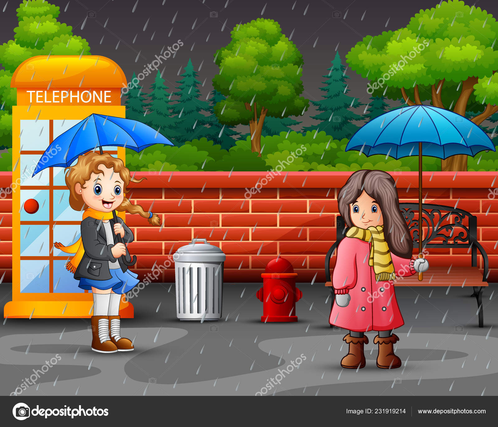 Cartoon Two Girl Carrying Umbrella Rain City Park Stock Vector Image by ©dualoro #231919214 Cartoon Two Girl Carrying Umbrella Rain City Park Stock Vector Image by ©dualoro #231919214