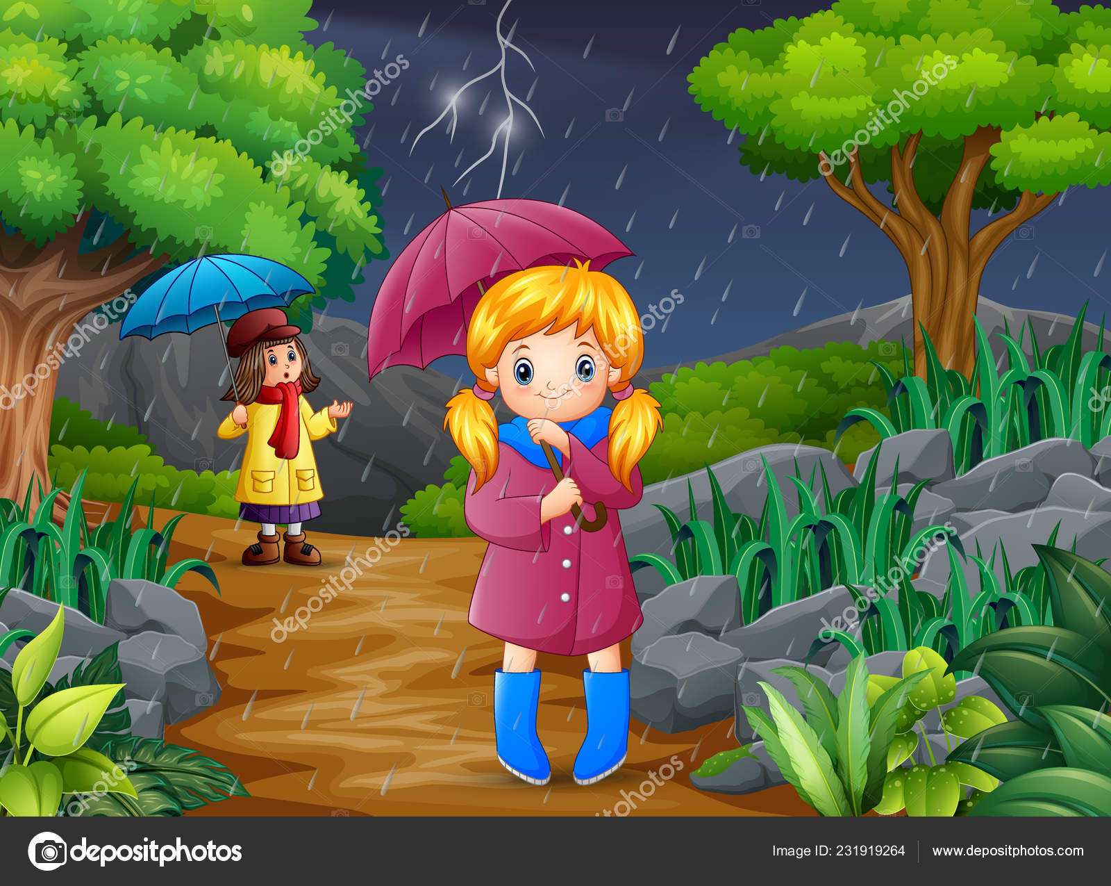 Cartoon Two Girl Carrying Umbrella Rain Forest Stock Vector Image by ©dualoro #231919264 Cartoon Two Girl Carrying Umbrella Rain Forest Stock Vector Image by ©dualoro #231919264