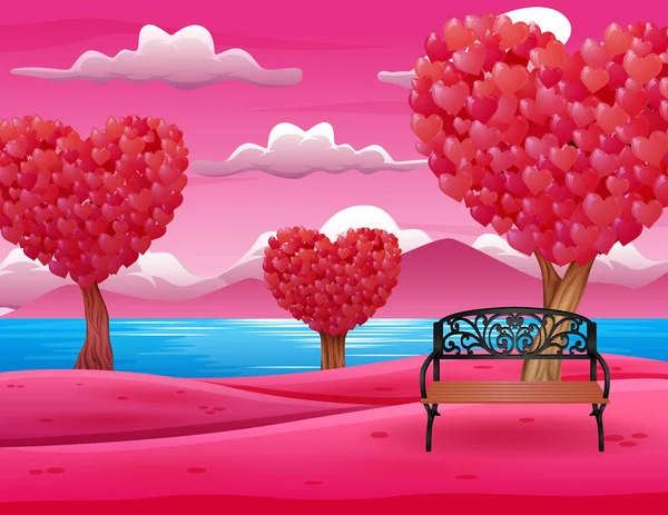 Cartoon Garten Mit Rosatönen Valentinstag — Stockvektor